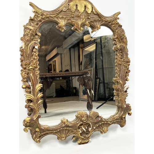 223 - WALL MIRROR, in the Brighton Pavillion manner, giltwood and gesso pagoda design frame, 118cm x 81cm.