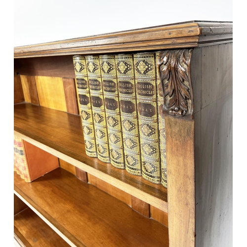 226 - LIBRARY OPEN BOOKCASE, Victorian mahogany, three shelves with carved acanthus leaf corbels, 102cm H ... 