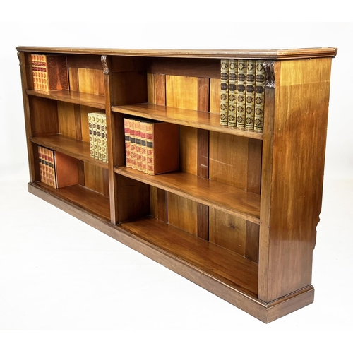 226 - LIBRARY OPEN BOOKCASE, Victorian mahogany, three shelves with carved acanthus leaf corbels, 102cm H ... 