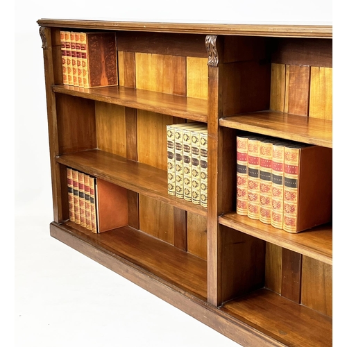 226 - LIBRARY OPEN BOOKCASE, Victorian mahogany, three shelves with carved acanthus leaf corbels, 102cm H ... 