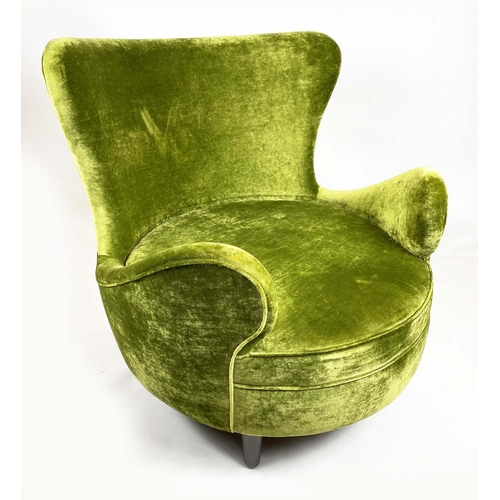 232 - ARMCHAIR, mid 20th century Italian style in green velvet, 90cm W x 98cm H x 100cm D.