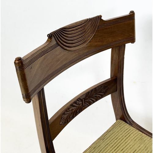 234 - DINING CHAIRS, a set of eight, Regency mahogany circa 1825, with drop in cord upholstered seat, 85cm... 