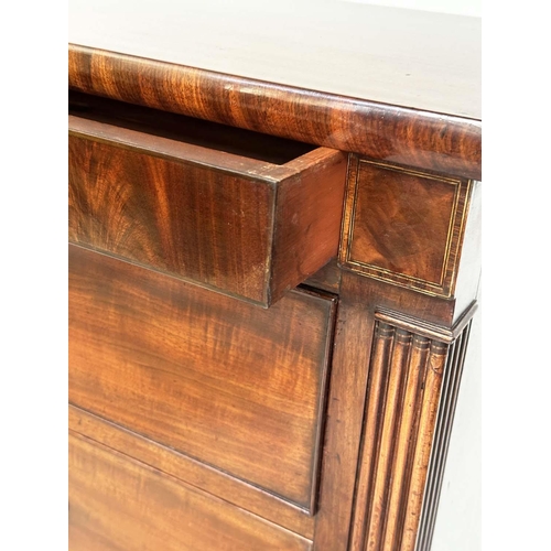 235 - SCOTTISH HALL CHEST, early 19th century flame mahogany of adapted shallow proportions with two 'secr... 