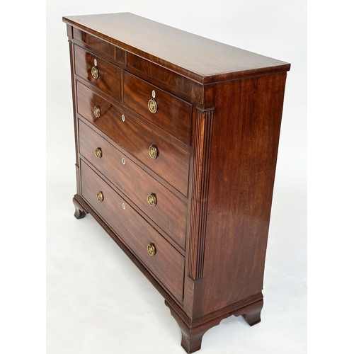 235 - SCOTTISH HALL CHEST, early 19th century flame mahogany of adapted shallow proportions with two 'secr... 