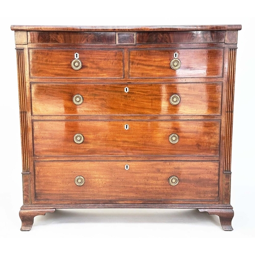 235 - SCOTTISH HALL CHEST, early 19th century flame mahogany of adapted shallow proportions with two 'secr... 