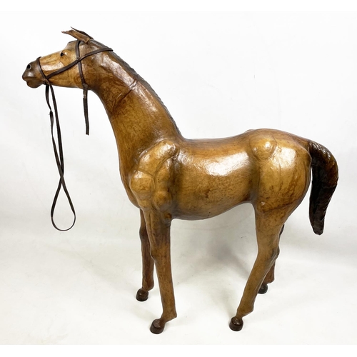 24 - MODEL STALLION HORSE, tanned leather clad, 98cm x 98cm.