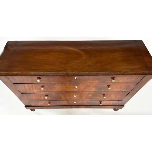 244 - HALL COMMODE, early 19th century French Empire flame mahogany of adapted shallow proportions with fo... 