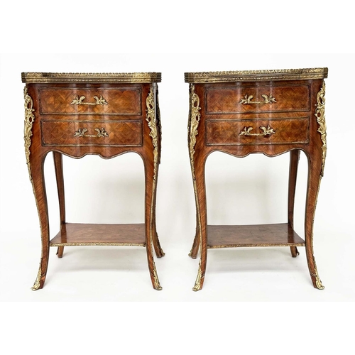 246 - LAMP TABLES, 71cm H x 44cm W x 33cm D, a pair, early 20th century French Kingwood marquetry and gilt... 