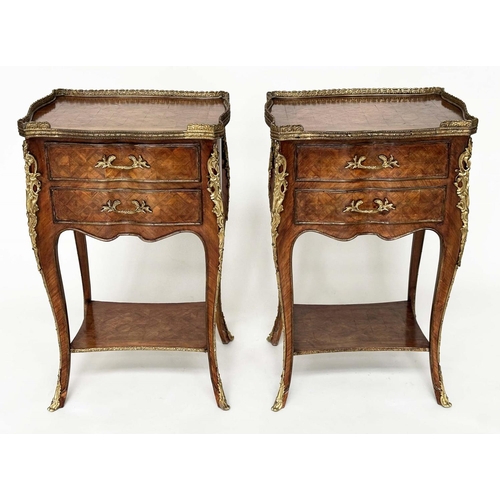 246 - LAMP TABLES, 71cm H x 44cm W x 33cm D, a pair, early 20th century French Kingwood marquetry and gilt... 