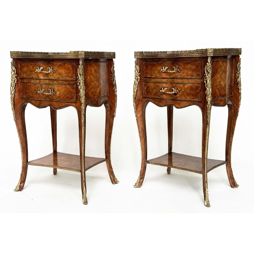 246 - LAMP TABLES, 71cm H x 44cm W x 33cm D, a pair, early 20th century French Kingwood marquetry and gilt... 