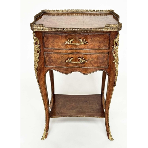 246 - LAMP TABLES, 71cm H x 44cm W x 33cm D, a pair, early 20th century French Kingwood marquetry and gilt... 