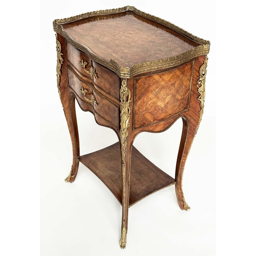 246 - LAMP TABLES, 71cm H x 44cm W x 33cm D, a pair, early 20th century French Kingwood marquetry and gilt... 