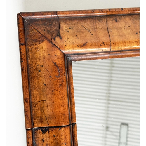 261 - WALL MIRROR, George III walnut rectangular with moulded frame, 54cm H x 37cm W.