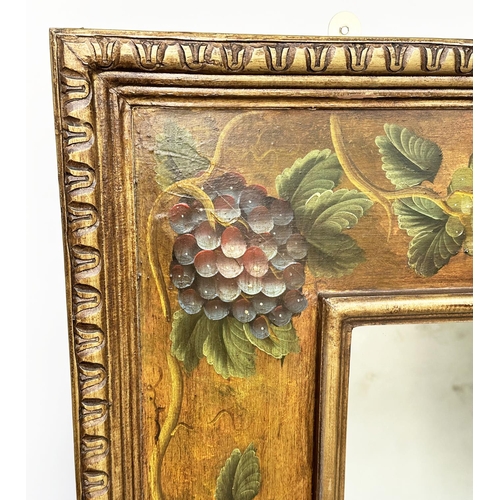 271 - VINE MIRROR, large rectangular with wide hand trailing vine painted border, 165cm H x 133cm W.