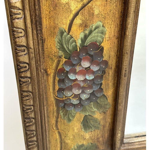 271 - VINE MIRROR, large rectangular with wide hand trailing vine painted border, 165cm H x 133cm W.