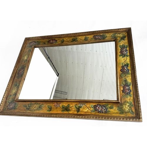 271 - VINE MIRROR, large rectangular with wide hand trailing vine painted border, 165cm H x 133cm W.