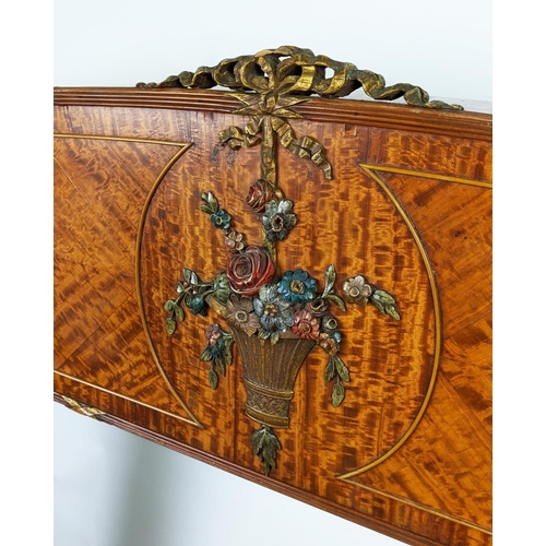 288 - FIRE SURROUND, early 20th century satin wood, polychrome and gilt heightened ornately decorated with... 