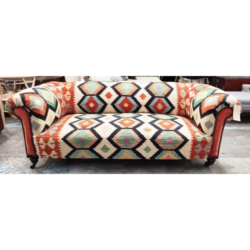 294 - KILIM SOFA, George Smith style, studded anatolian kilim upholstered with turned front supports and c... 