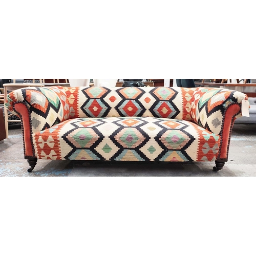 294 - KILIM SOFA, George Smith style, studded anatolian kilim upholstered with turned front supports and c... 