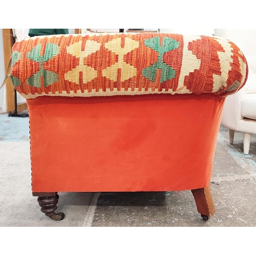 294 - KILIM SOFA, George Smith style, studded anatolian kilim upholstered with turned front supports and c... 