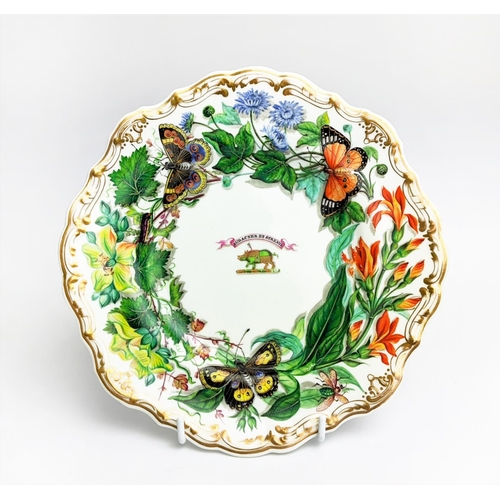 31 - COPELAND AND GARRETT CABINET PLATE, 23cm diam gilded and hand painted with butterflies and flowers c... 