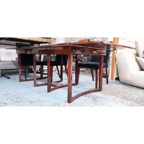 359 - DINING TABLE, Art Deco style, mahogany, extending with seven sections, raised on square legs, 74cm H... 