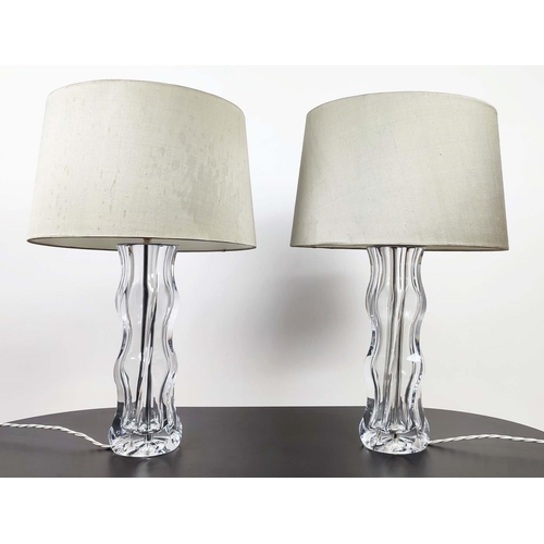 397 - VAUGHAN TABLE LAMPS, a pair, glass with shades. (2)