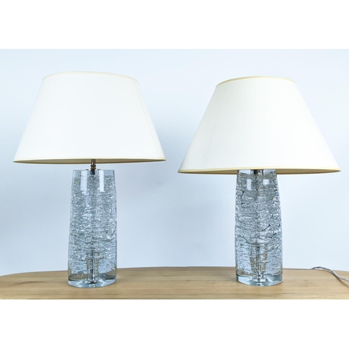 398 - VAUGHAN TABLE LAMPS, a pair, glass with shades. (2)