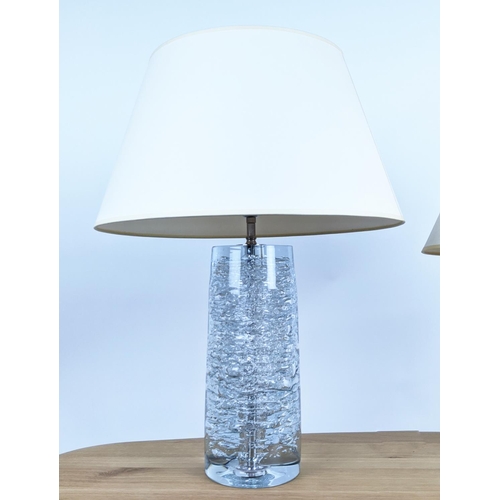 398 - VAUGHAN TABLE LAMPS, a pair, glass with shades. (2)