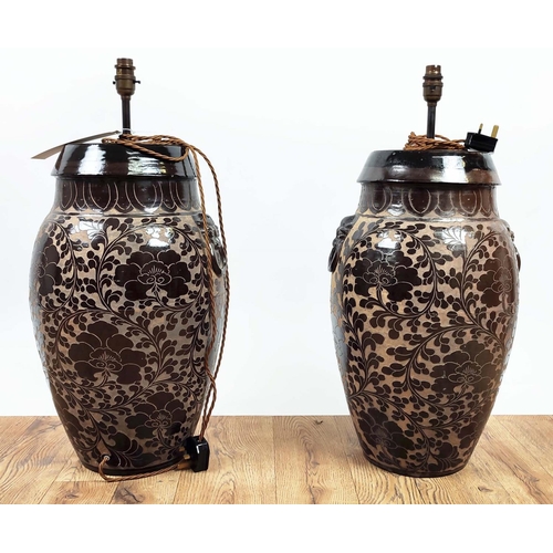 415 - PAOLO MOSCHINO TABLE LAMPS, a pair, Chinese style ceramic, 64cm H. (2)