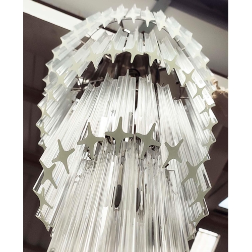 419 - EICHHOLTZ ALPINA CHANDELIER, four tier, crystal drops, on chrome frame, 85cm drop approx. not includ... 