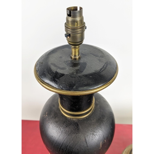 542 - PAOLO MOSCHINO WOOD URN TABLE LAMPS, a pair, 53cm H approx. (2)