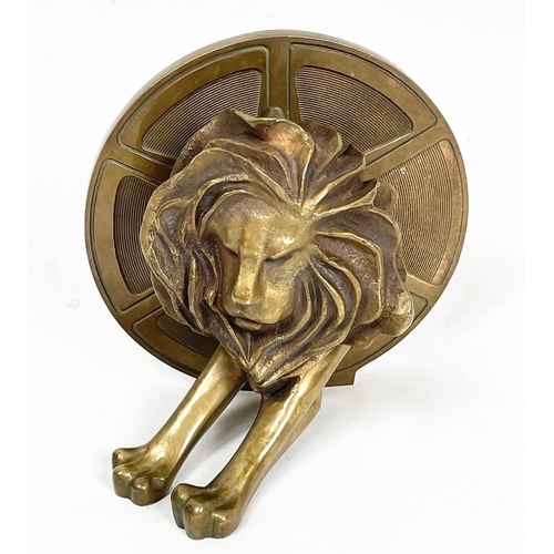 6 - BRONZE CANNES LION AWARD, lion film reel design, stamped on back Arthus Bertrand, Paris, 15cm x 17cm... 