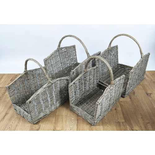 637 - PAOLO MOSCHINO SELECTION OF WILLOW BASKETS, a set of seven, differing, 73cm x 48cm x 43cm at largest... 