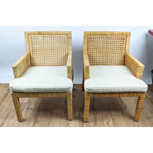 639 - PAOLO MOSCHINO BERGERE ARMCHAIRS, a pair, 58cm W. (2)