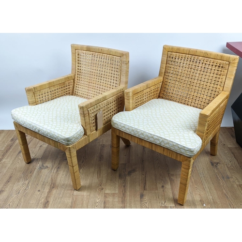 639 - PAOLO MOSCHINO BERGERE ARMCHAIRS, a pair, 58cm W. (2)