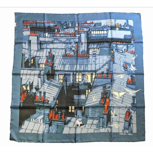 74 - HERMÈS SCARF, 'Les toits de Paris' by Dimitri Rybaltchenko, first issued in 2006, made in France, si... 