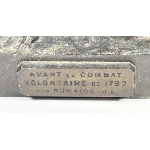8 - BRONZE NAPOLEONIC SOLIDIERS, a pair, Etienne Henri Dumaige (1830-1888) 'Avant Le Combat Volontare De... 