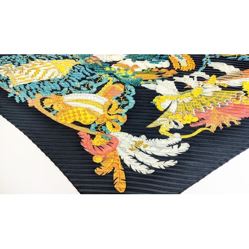 80 - HERMÈS SILK PLISSÉ SCARF, 'Chapeau!' by Annie Faivre, first issued in 1990, made in France, silk, 90... 