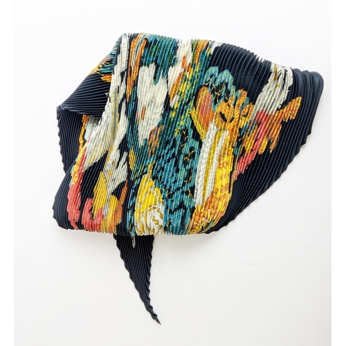 80 - HERMÈS SILK PLISSÉ SCARF, 'Chapeau!' by Annie Faivre, first issued in 1990, made in France, silk, 90... 