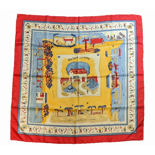 84 - HERMÈS SCARF, 'Retour à la terre' by Oliver Dumas, first issued in 1942, 90cm x 90cm, silk, with box... 