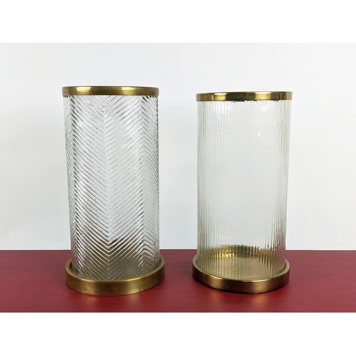 547 - EICHHOLTZ HURRICANE LANTERNS, a pair, 23cm diam x 43.5cm H. (2)