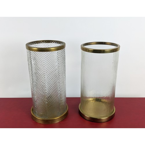 547 - EICHHOLTZ HURRICANE LANTERNS, a pair, 23cm diam x 43.5cm H. (2)
