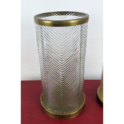 547 - EICHHOLTZ HURRICANE LANTERNS, a pair, 23cm diam x 43.5cm H. (2)