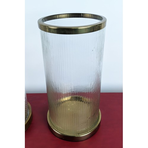 547 - EICHHOLTZ HURRICANE LANTERNS, a pair, 23cm diam x 43.5cm H. (2)