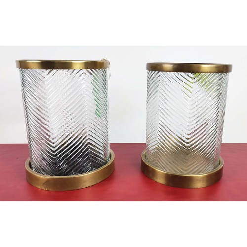 546 - EICHHOLTZ HURRICANE LANTERNS, a pair, 29cm x 23cm diam. (2)