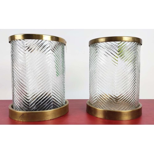 546 - EICHHOLTZ HURRICANE LANTERNS, a pair, 29cm x 23cm diam. (2)