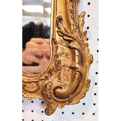 345 - ROCOCCO REVIVAL GILTWOOD WALL MIRROR, 19th century, with acanthus scrolling frame, bevelled edge mir... 