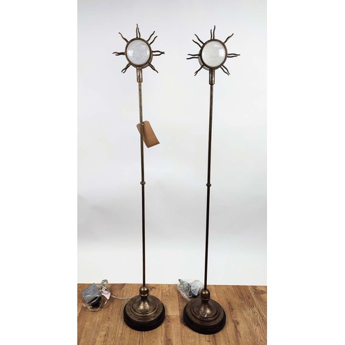 424 - PAOLO MOSCHINO SUNBURST FLOOR LAMPS, a pair, 147cm H. (2)