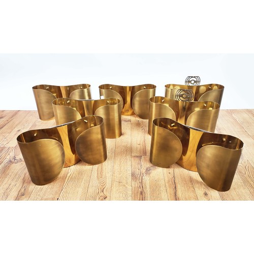 635 - PAOLO MOSCHINO ISSEY WALL SCONCES, 21cm x 37cm, a set of seven, polished brass finish. (7)